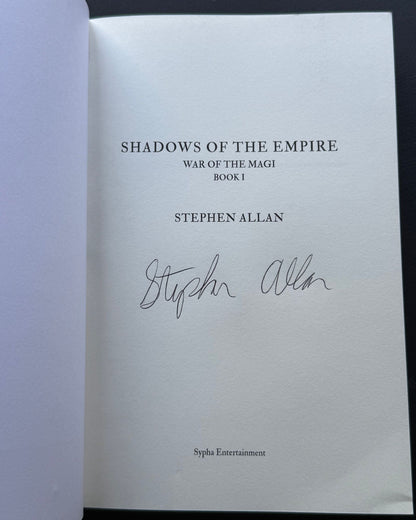 Title page of Shadows of the Empire, signed by author Stephen Allan